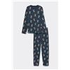 Tezenis Pigiama Lungo In Cotone Pesante Con Stampa Orsi Donna Blu