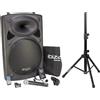 Ibiza PORT15VHF-BT + Supporto dell'altoparlante porta Impianto audio portatile cassa attiva (800 Watt, ingressi USB SD MP3 con funzione recording, 2 microfoni, batteria integrata, telecomando), nero