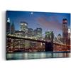ARTTOR Quadri Moderni su Tela 120x80 cm Stampe da Parete Architettura Città - 0512 | New York Ponte di Brooklyn Notte Quadro Decorativo XXL 1 pezzo Soggiorno Arte da Parete Decorazione da Parete ARTTOR