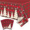 Dvaorc 4 Pack tovaglia di Natale Rettangolo Plaid tovaglia con albero di Natale Snowflake copertura del tavolo per la cena, decorazione della festa di Natale