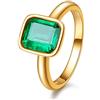 Rizilia CELEBOX Multicolore 14K Oro Giallo Placcato Anello di Fidanzamento | Colorato Pietra Preziosa Cubic Zirconia, Castone Solitario Gioielli, Ipoallergenico, Misure 12-17, Confezione Regalo