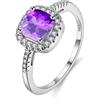 Uloveido Unico Diamante simulato Quadrato CZ Cristallo Halo promette Anelli per i Suoi Gioielli da Sposa placcati in Oro Bianco