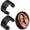 Ticome Orecchini a cerchio e polsino con rune vichinghe, unisex, in acciaio inox, nero, punk, onice, rune norrene, accessori per gioielli