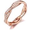 Qings Anello in Argento Sterling 925 Placcato Oro Rosa con Cubic Zirconia Diamanti Simulati Regali per Lover