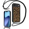Vxinvnoi Cover Cordino per iPhone Air/iPhone 17 Air 6,5, Aesthetic Leopardata Disegni Custodia con Corda Collana Tracolla Laccio, Sottile Silicone TPU Antiurto Protettiva Case per iPhone Air, Nero