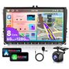 VECHTEL 6G 128G VECHTEL 9Autoradio Bluetooth per VW Golf 5 6 Polo Passat Skoda Touran Tiguan Seat Carplay Android Auto Wireless,Android 15,DSP EQ,Wifi GPS Navi,Mirror link,RDS/FM Radio con Retrocamera AHD