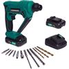 VONROC Martello perforatore VPOWER 20V 1.3 Joule - SDS plus. Include due batterie da 2.0Ah, caricabatterie, accessori e borsa degli attrezzi