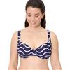 YSABEL MORA. Top Bikini Modellante Fantasia Onde Blu Coppa F. con Ferretto, Senza Imbottitura. Spalline Larghe, Schiena Anatomica. Collezione Wave.