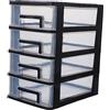 Gatuida Cassettiera Plastica Trasparente da Tavolo 4 Cassetti Neri | Organizer Plastica Multiuso, Scatola Trasparente, Mini Cassetti Neri, Casa e Ufficio