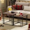 YITAHOME Set di 2 tavolini da salotto in legno, moderni tavolini da cocktail con struttura in metallo, per soggiorno, sala da pranzo, cucina, marrone rustico