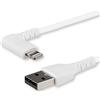 StarTech.com Cavo da USB-A a Lightening da 1m durevole - bianco ad angolo retto a 90 in fribra aramidica - Robusto e resistente cavo di alimentazione/sincronizzazione da USB tipo A a Lightening con Apple MFi per iPad/iPhone 12