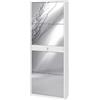 Sarmog Scarpiera bianca con 4 ante a specchio e 1 cassetto, 63x29x164 cm