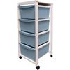 Carrello in legno bianco con cassetti blu, 37,5x36,5x82 cm