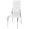 BellaHome Sedia madeira ecopelle bianca, 44x54x100 cm