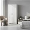 BellaHome Armadio 2 ante battenti bellahome effetto venato bianco 78x35x170 cm