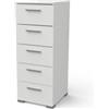 Cassettiera izzy 5 cassetti quercia e bianco opaco, 39,8x41,9x101,8 cm