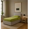Letto singolo con contenitore zoom rivestito in ecopelle grigio 90x190 cm