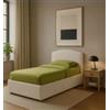 Letto singolo con contenitore moon rivestito in ecopelle bianco 90x190 cm