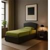 Letto singolo con contenitore moon rivestito in ecopelle nero 90x190 cm