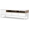 Mobile tv bianco e legno con 1 anta e 3 cassetti, 156x48x48 cm