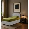Letto singolo con contenitore moon rivestito in tessuto bianco 90x190 cm