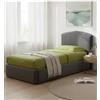 Letto singolo con contenitore moon rivestito in tessuto grigio 90x190 cm