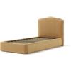 Letto singolo con contenitore moon rivestito in tessuto arancio 90x190 cm