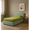 Letto singolo con contenitore moon rivestito in tessuto celeste 90x190 cm