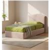 Letto singolo con contenitore moon rivestito in tessuto rosa 90x190 cm