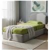 Letto singolo con contenitore moon rivestito in tessuto perla 90x190 cm