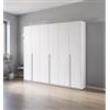 Armadio 6 ante battenti giotto effetto graffiato bianco 258x54x240 cm