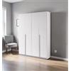 Armadio 4 ante battenti giotto effetto graffiato bianco 173x54x240 cm
