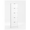 BellaHome Scarpiera bianca con 5 ante 58x18x192 cm