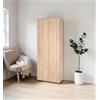 Armadio multifunzione 2 ante battenti effetto quercia 70x187x34 cm