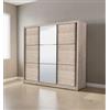 BellaHome Armadio 3 ante scorrevoli madrid con specchio effetto quercia 242x60x215 cm