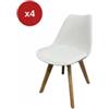 BellaHome Set 4 sedie da pranzo bellahome castilla bianco 48x55x81 cm
