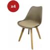 BellaHome Set 4 sedie da pranzo bellahome castilla tortora 48x55x81 cm