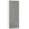 Sarmog Armadio 2 ante e 2 cassetti ossido bianco e cemento, 71x41x182 cm