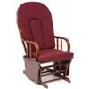Poltrona dondolo oscillante da allattamento douglas legno massello noce e cuscino bordeaux, 68x50x107 cm