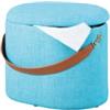 Inter Link Pouf azzurro con contenitore e maniglia in ecopelle, 42x30x36cm