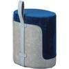 Inter Link Pouf blu e grigio con maniglia in ecopelle, 38x32,5x43 cm