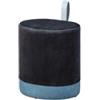 Inter Link Pouf nero e azzurro con maniglia in ecopelle, 38x32,5x43 cm