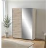 Armadio 2 ante scorrevoli ghost con specchio effetto quercia 148x59,9x203 cm