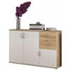 Mobile multiuso londra 02 con 3 ante e 2 cassetti bianco e legno 120x35x83 cm