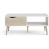 Tavolino da soggiorno oslo bianco con cassetto e gambe quercia, 98,7x60,2x43,3 cm