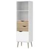 Vetrina 2 cassetti e 1 anta oslo bianco e quercia 50,2x39,1x171,3 cm