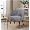 BellaHome Poltroncina bellahome nora in velluto fantasia bianco e grigio 63x69x70 cm