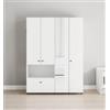 BellaHome Armadio 4 ante battenti con specchio bellahome carpi bianco 155x52x207,5 cm