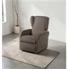 BellaHome Poltrona bellahome diva con recliner in tessuto tortora 73x77x106 cm