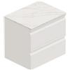 Leroy Merlin Mobile Pull L60 H55 P45 bianco opaco laccato 2 cassetti a chiusura ammortizzata e top gres Calacatta per lavabo in appoggio, piedini non inclusi